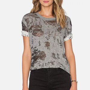 T-Shirt IRO Jeans Womens Top Size Medium Distressed Ripped Gray